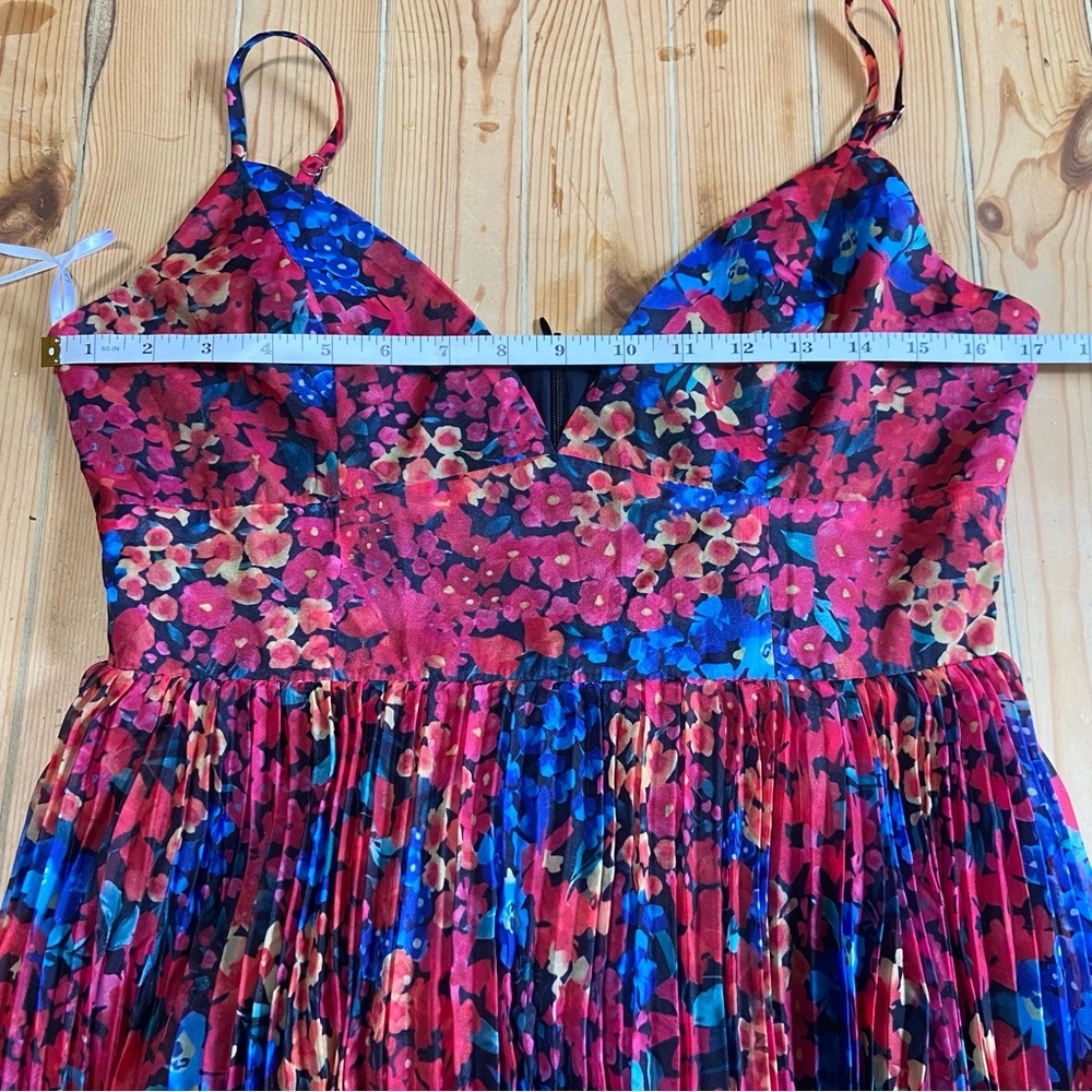 NWOT Lulus Sincerely Gorgeous Black Multi Floral Pleated Midi Dress - Picture 7 of 9